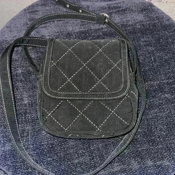 Vera Bradley Black Mini Hipster /Crossbody RFId Messenger Bag Quilted ID Card - Picture 1 of 8